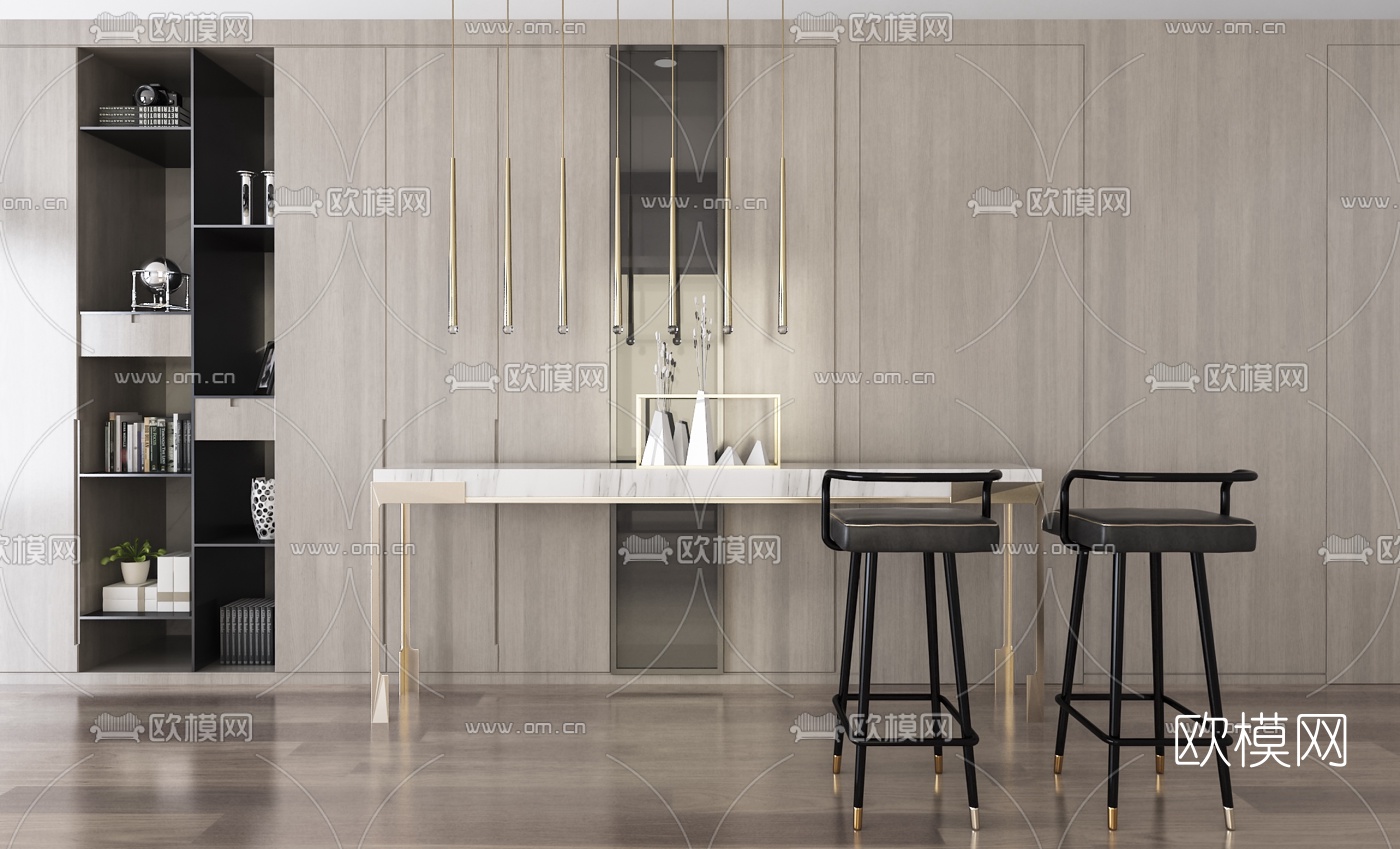 现代吧台3d模型下载