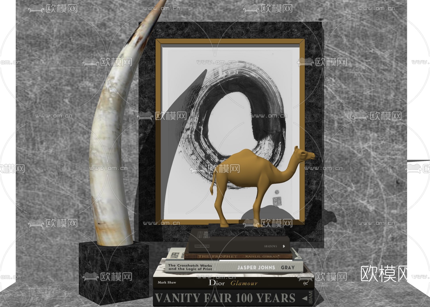 现代象牙骆驼摆件su模型下载