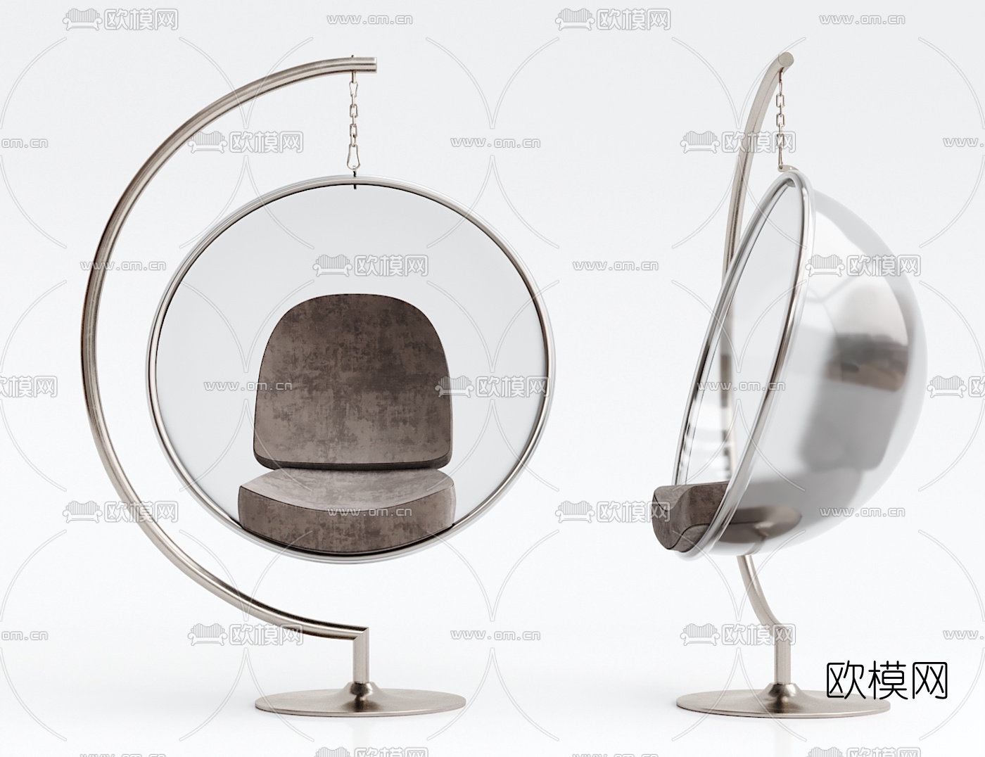 现代透明玻璃吊椅休闲椅3d模型下载