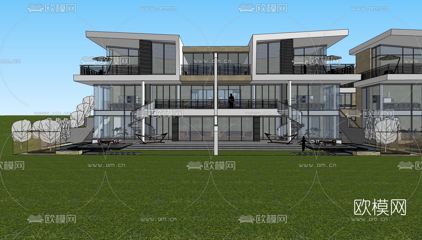 现代别墅su模型下载（渲染图1）