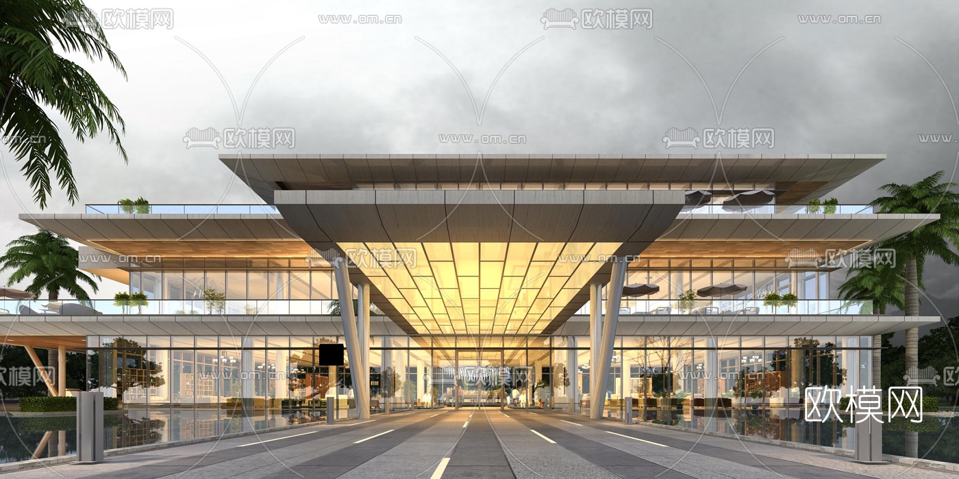 现代会所建筑外观3d模型