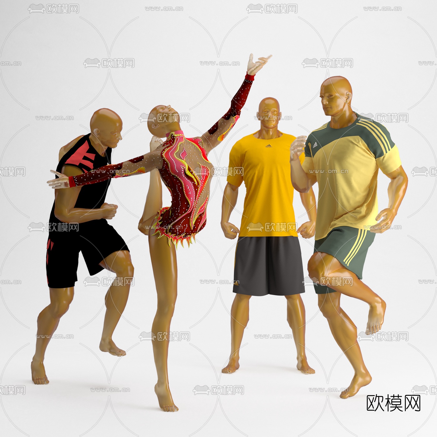 现代运动服模特3d模型下载