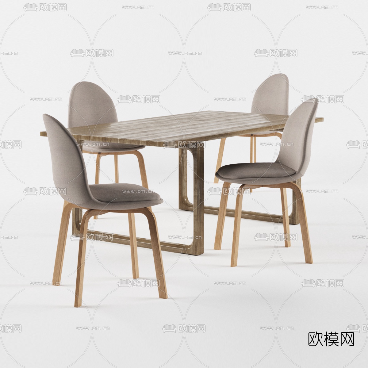 现代简约休闲桌椅3d模型下载（渲染图1）