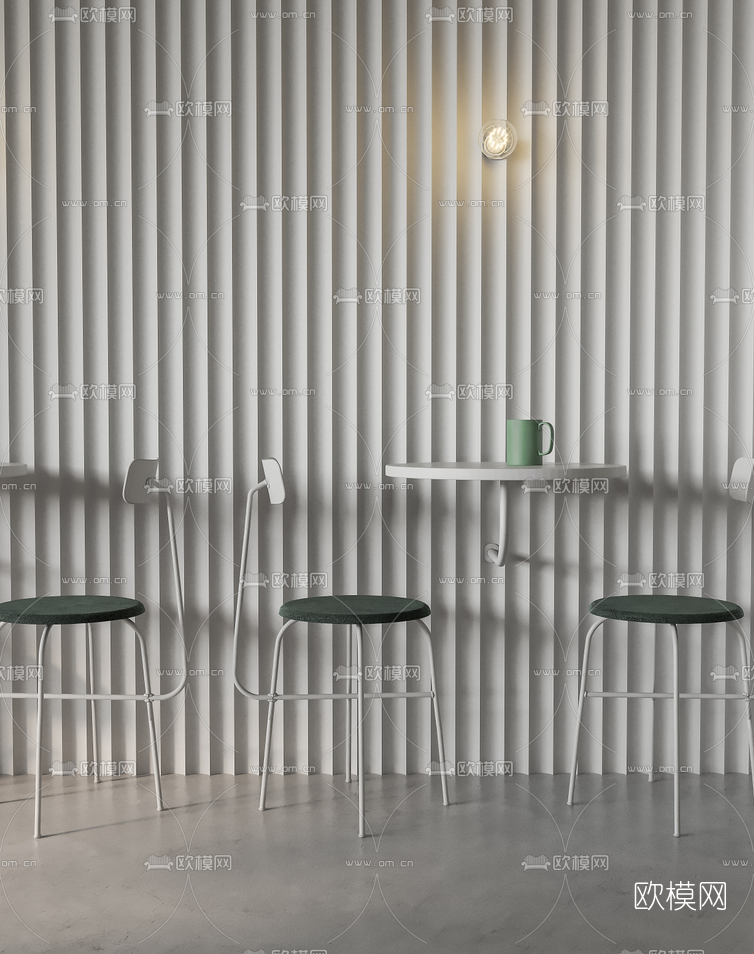 现代办公室茶水间休息区3d模型