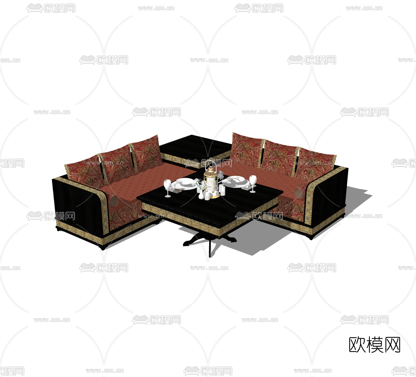 简欧休闲桌椅免费su模型下载