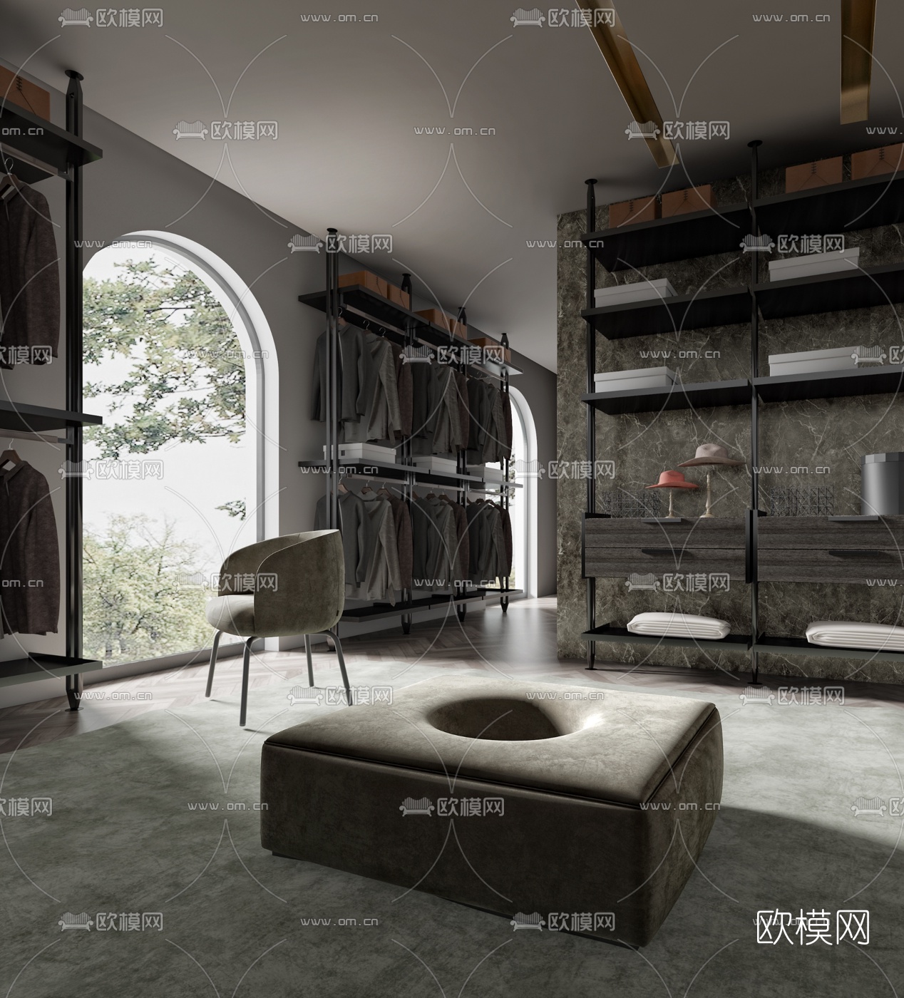 现代高级灰衣帽间3d模型