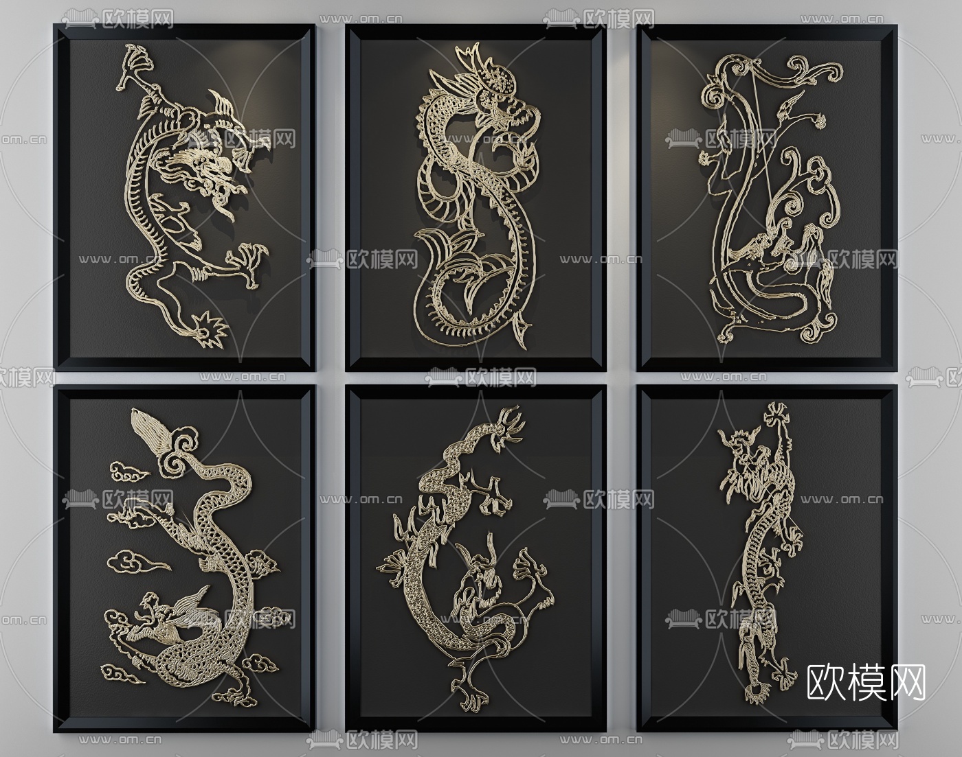 新中式装饰挂画3d模型