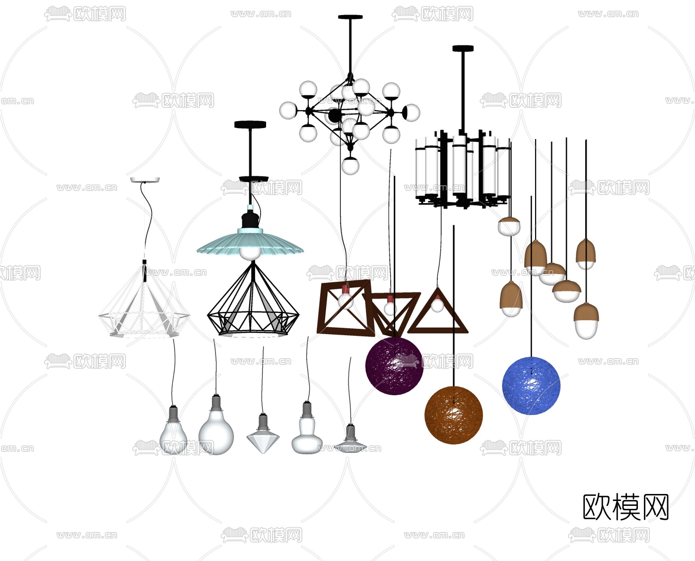 北欧吊灯su模型下载
