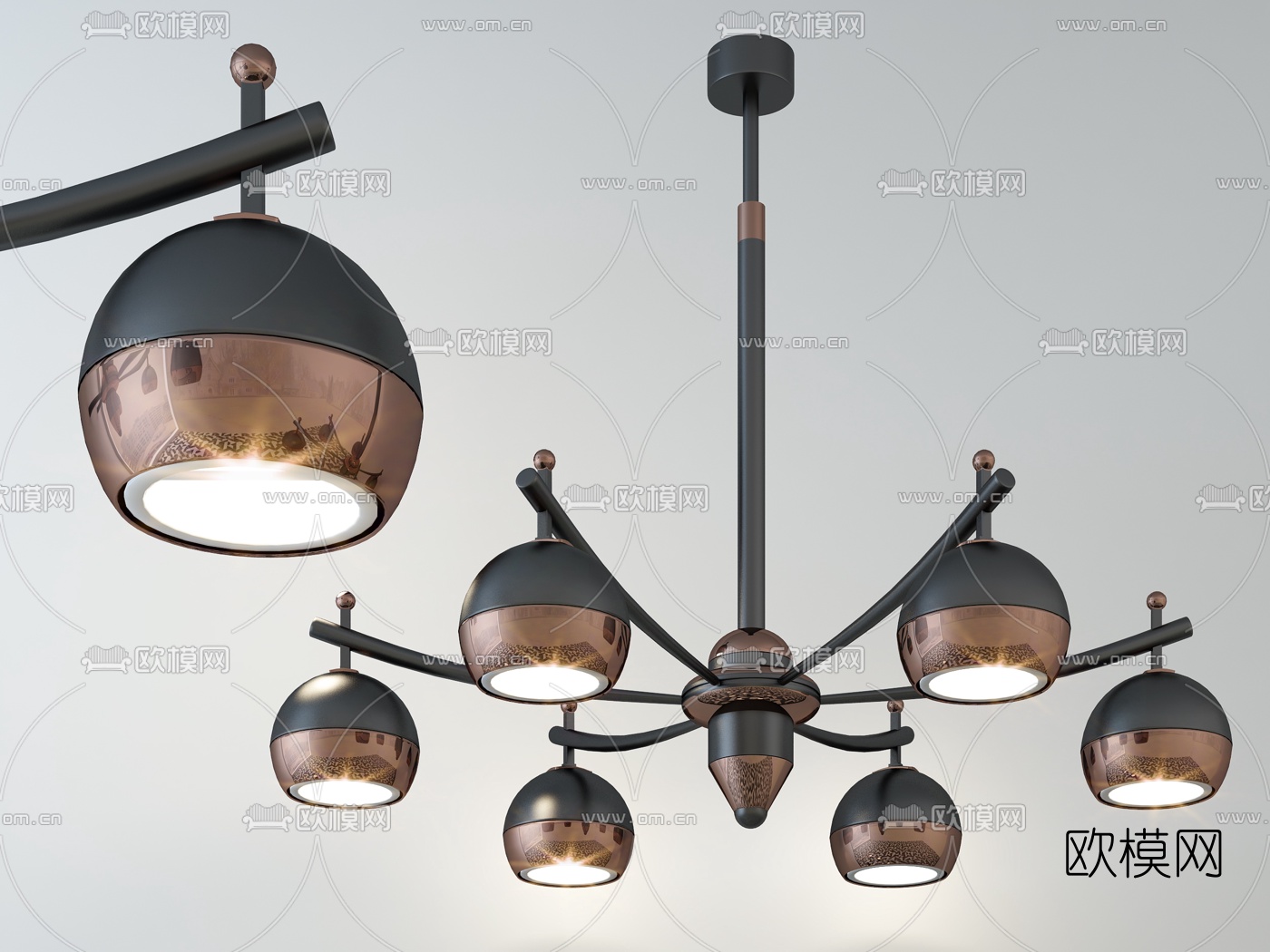 北欧金属吊灯3d模型下载