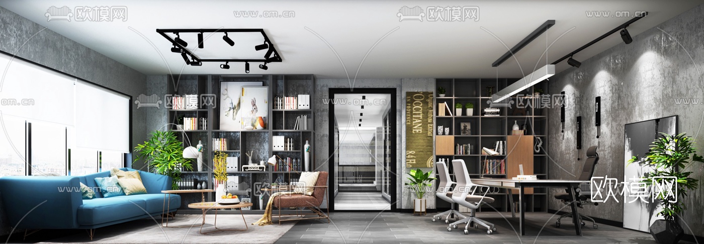 工业风办公室总经理室3d模型下载