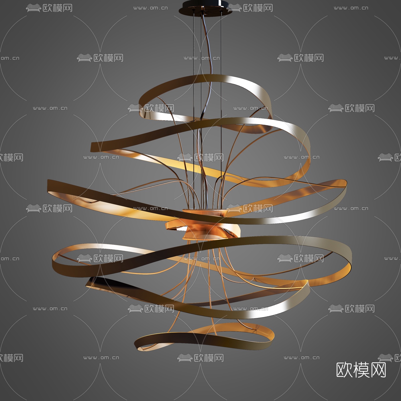 现代铁艺圆环造型吊灯3D模型下载_ID10443841_3dmax免费模型-欧模网