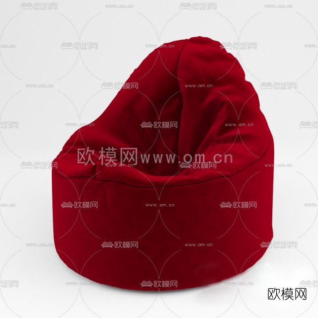 现代红色布艺懒人休闲沙发3D模型