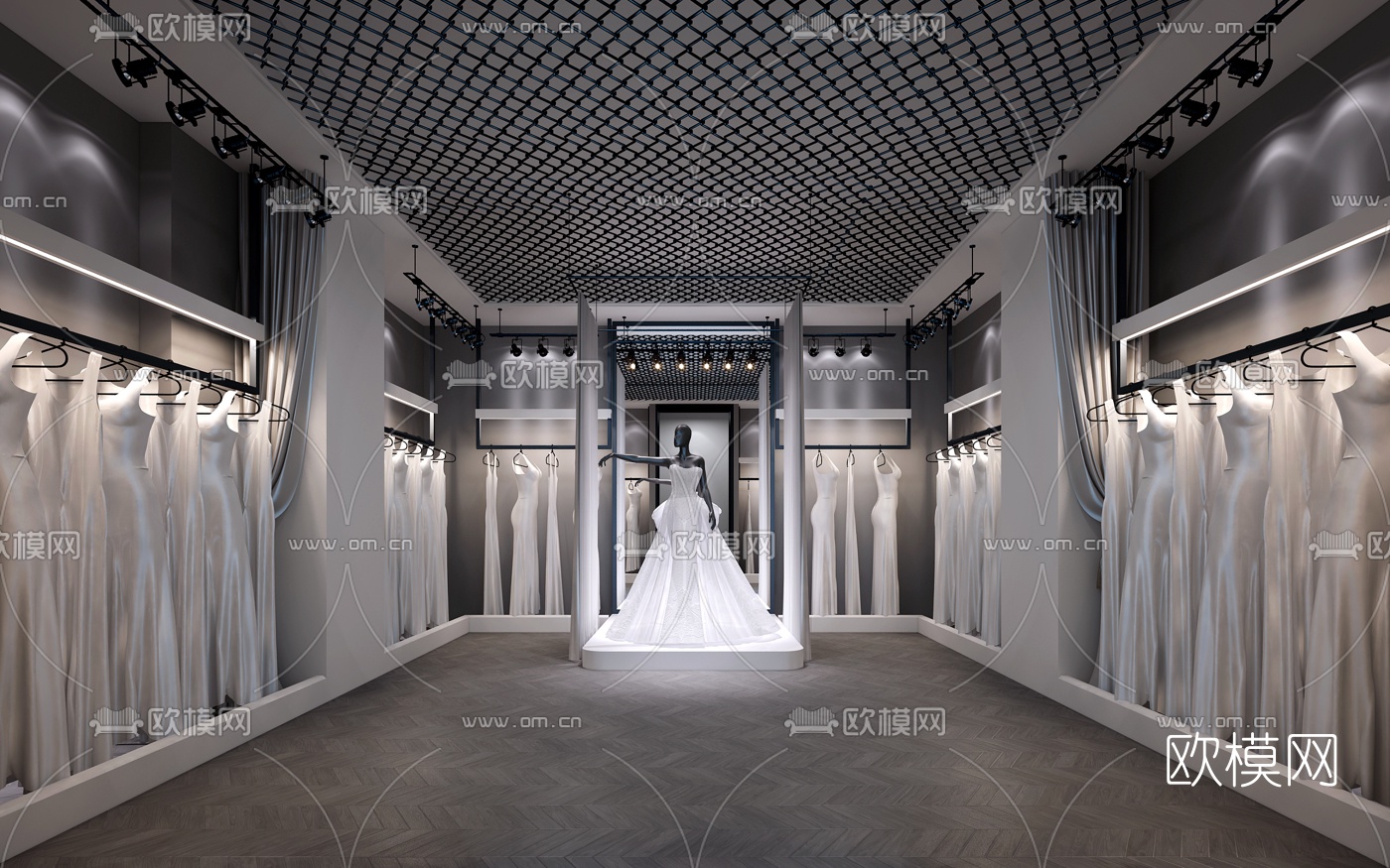 现代婚纱店更衣室3D模型