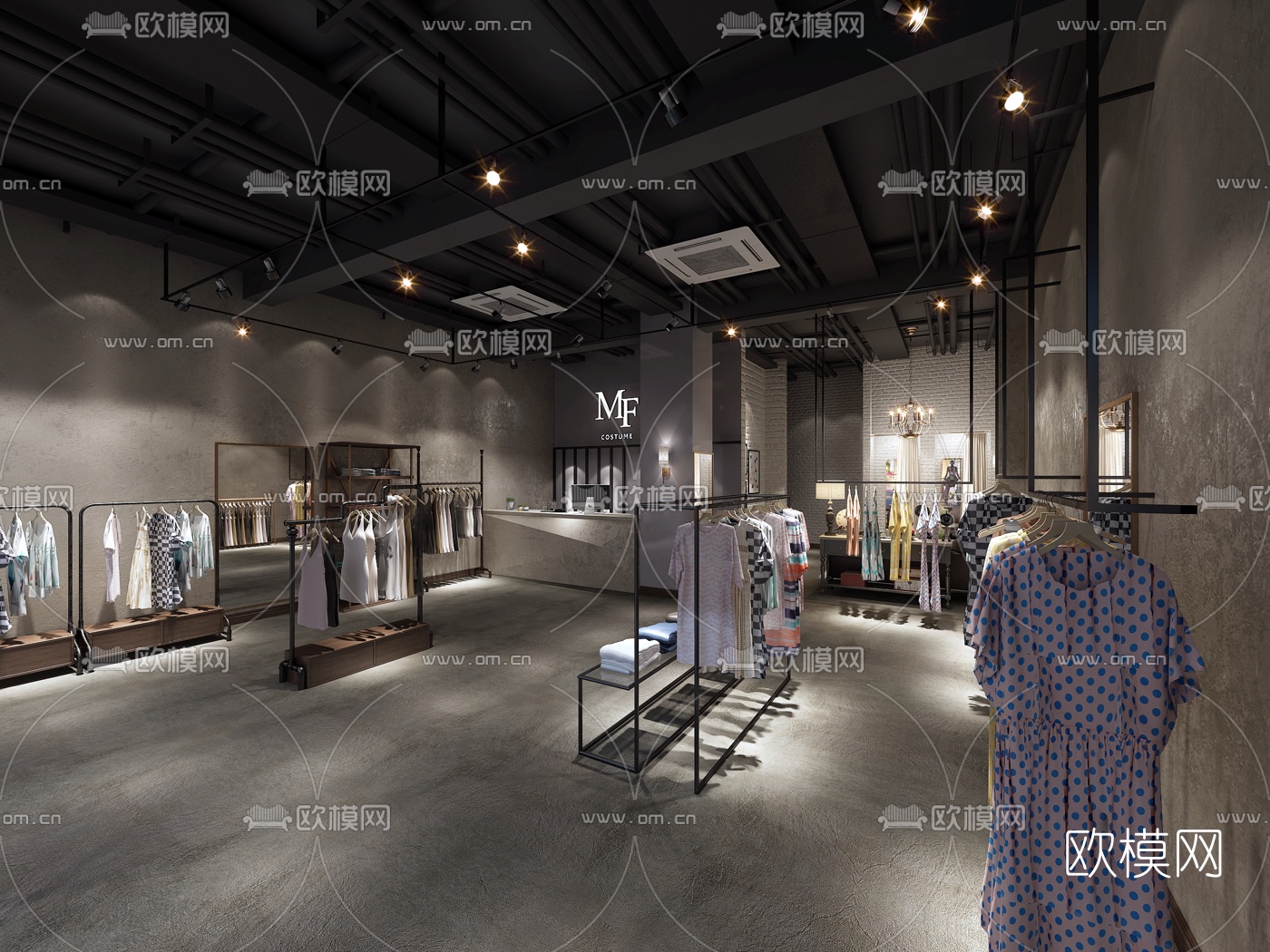 工业风服装店3d模型