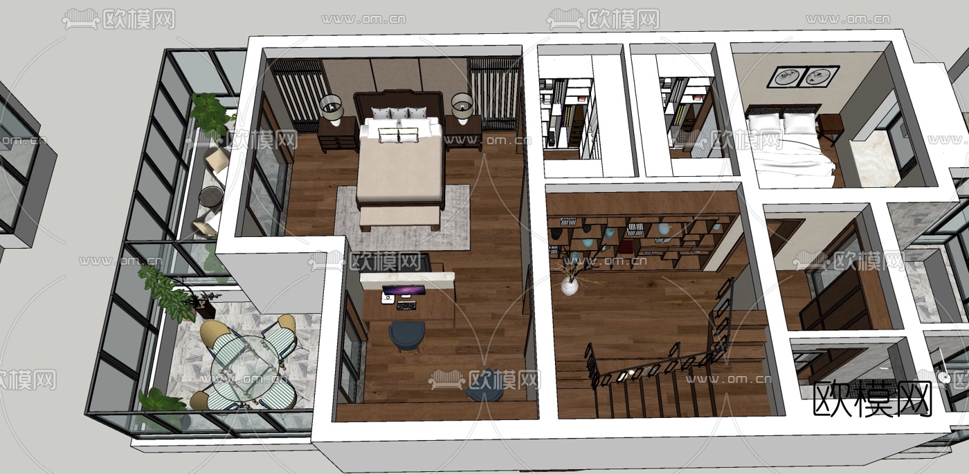 新中式客餐厅下载（渲染图4）