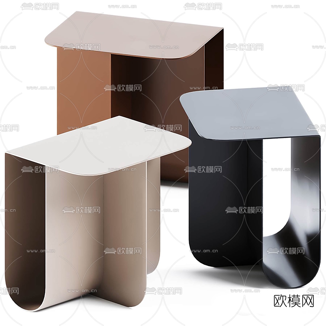 现代边几角几3d模型
