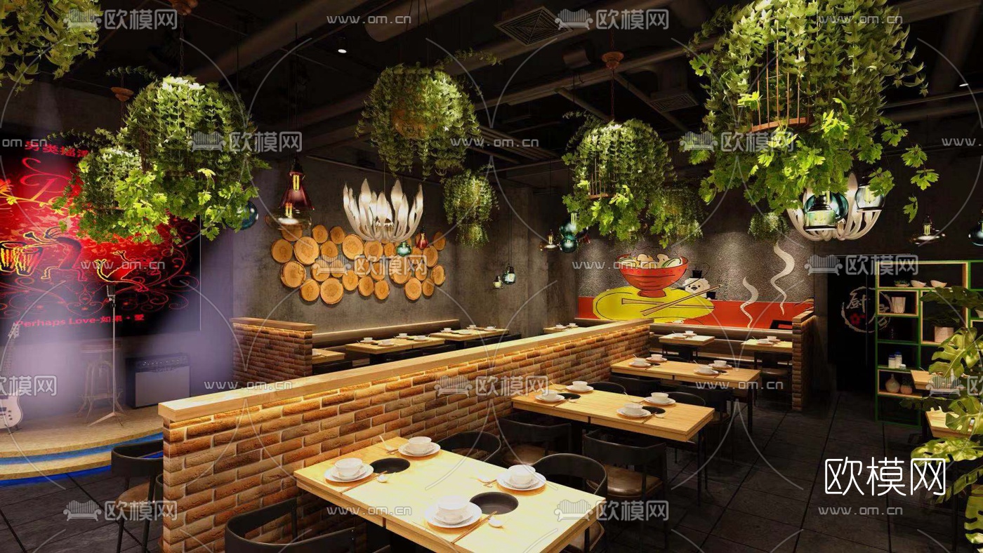 工业风主题餐厅免费3d模型