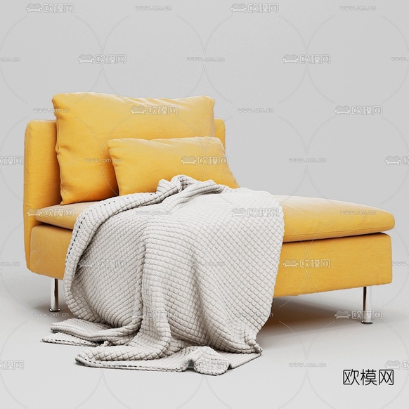 北欧布艺单人沙发3d模型下载