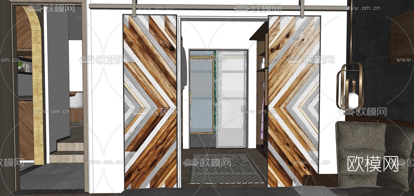 现代轻奢客餐厅su模型下载（渲染图22）