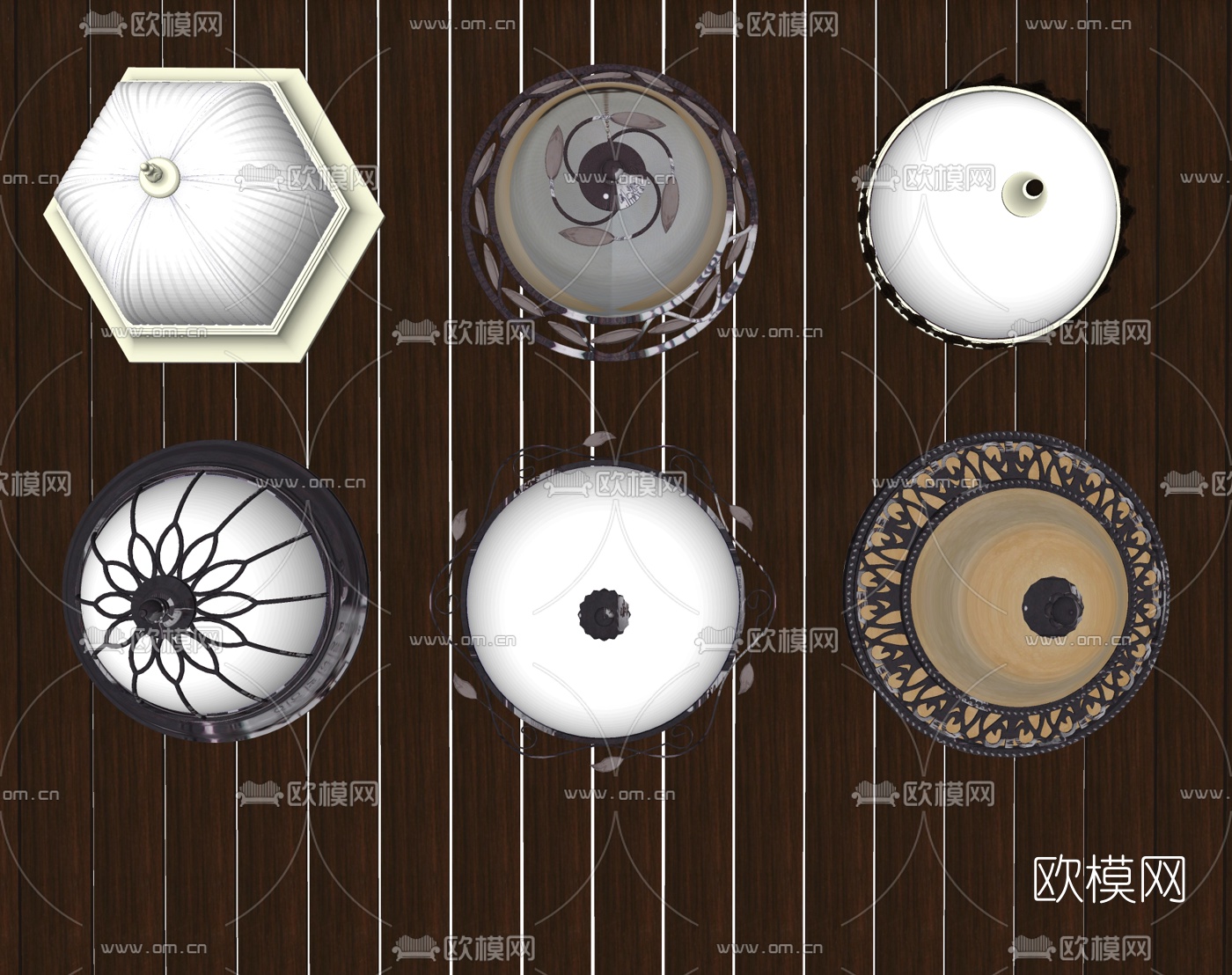 美式吸顶灯组合su模型下载