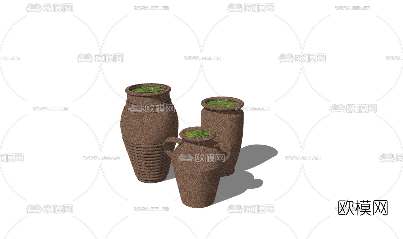 中式陶罐免费su模型下载