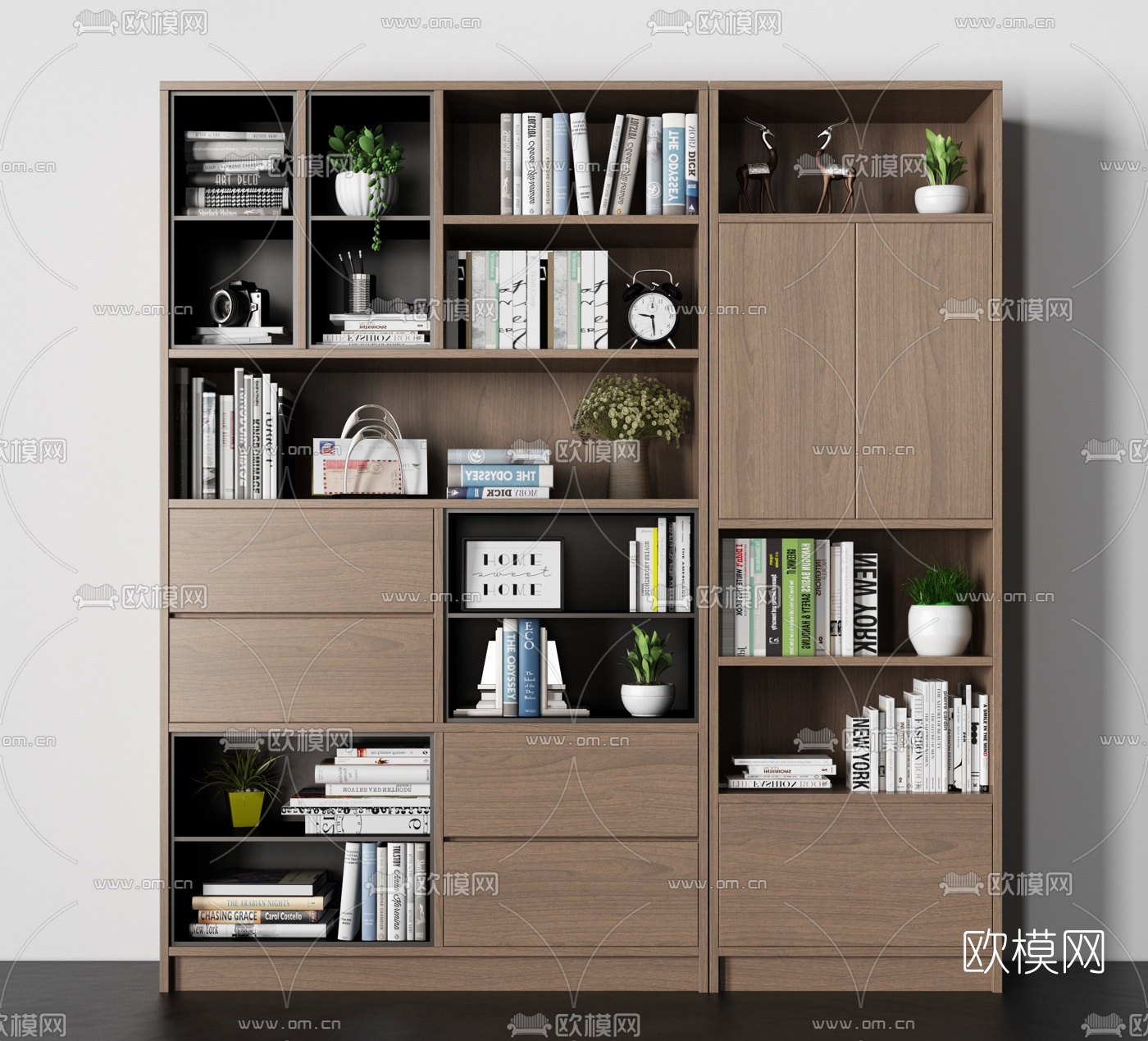 北欧实木书柜3d模型下载