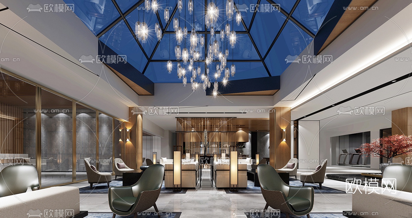 现代酒店大堂吧3D模型-免费3dmax模型库-欧模网