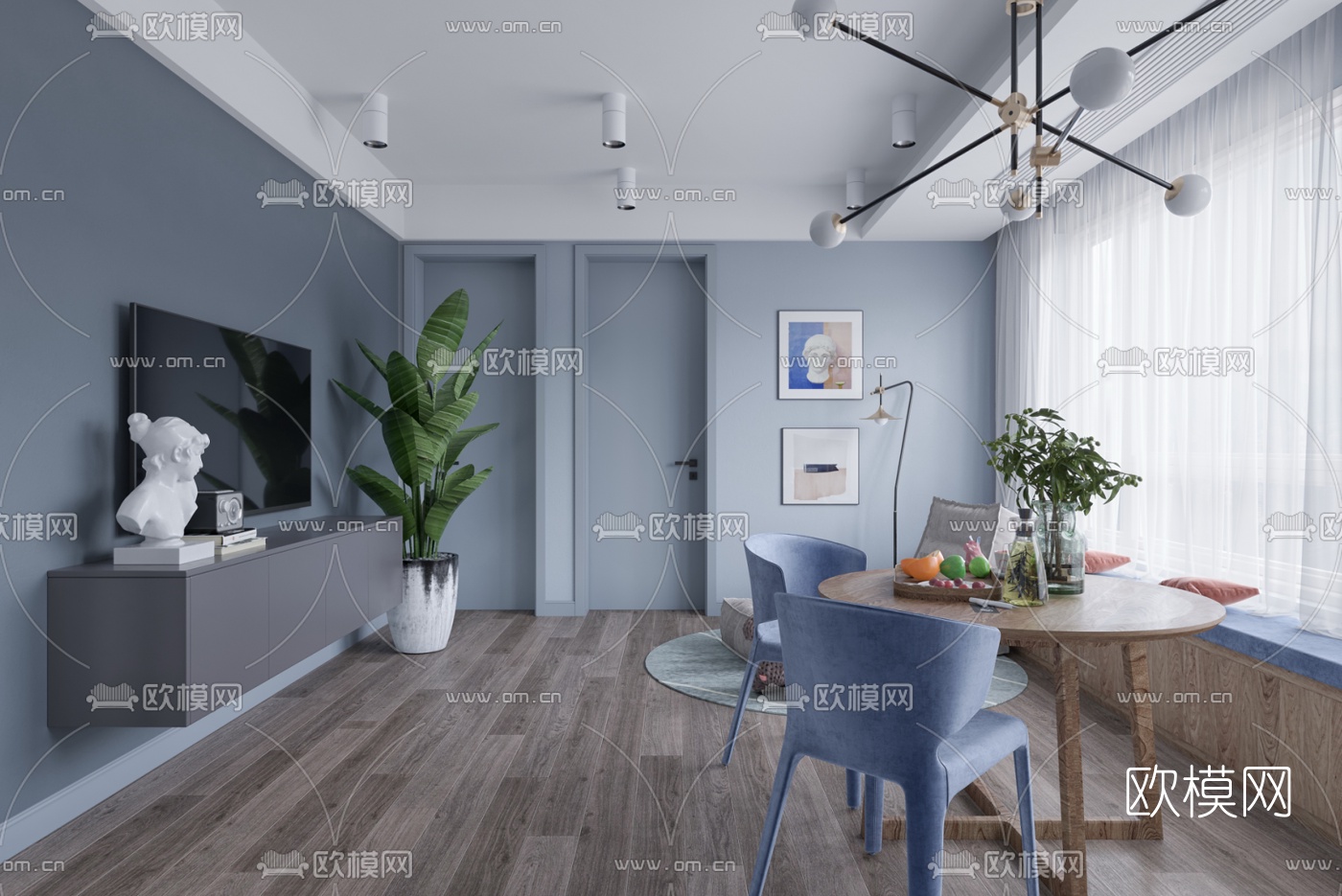 北欧客厅3d模型下载（渲染图1）
