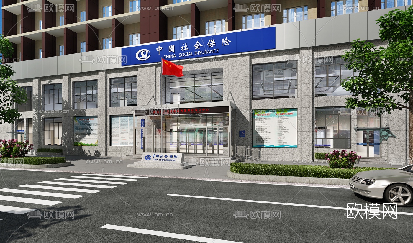 现代社保局外立面服务大厅3d模型