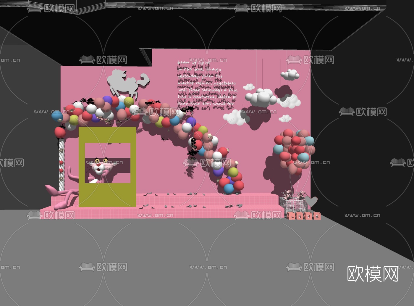 北欧网红装饰背景墙su模型下载