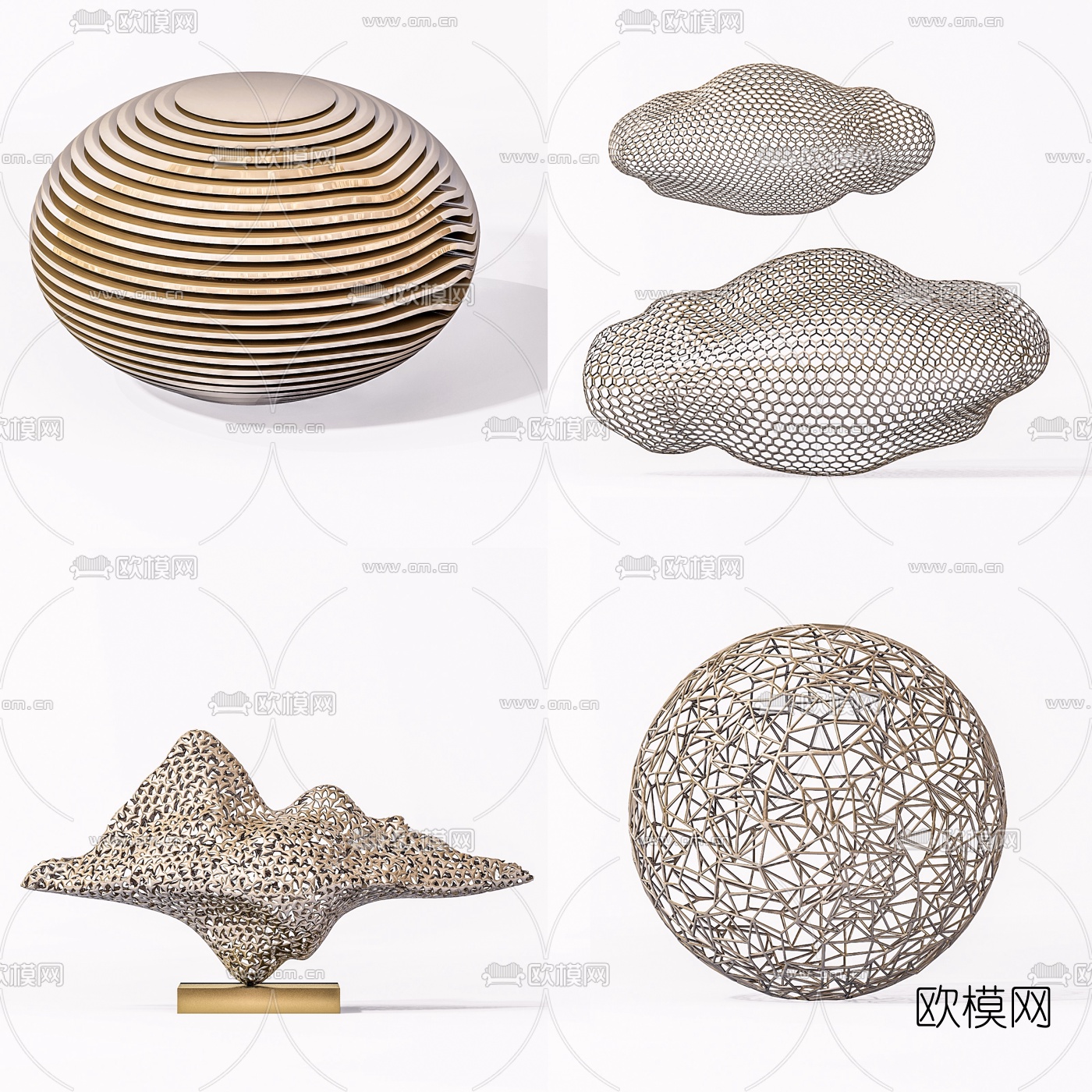 现代工艺品雕塑摆件组合3d模型
