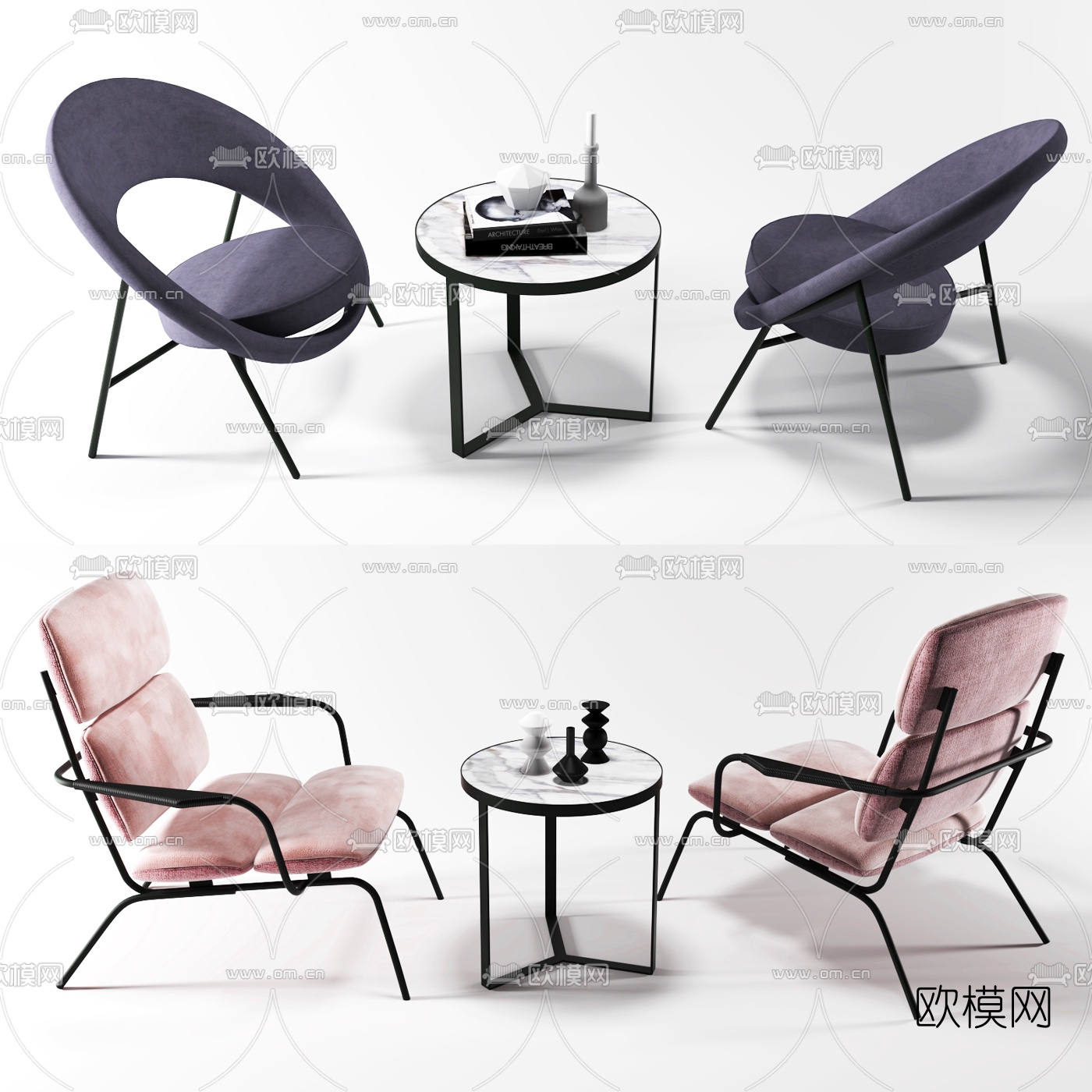 现代布艺休闲桌椅3d模型下载