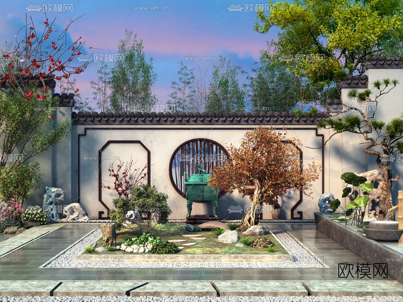 中式庭院景观3d模型