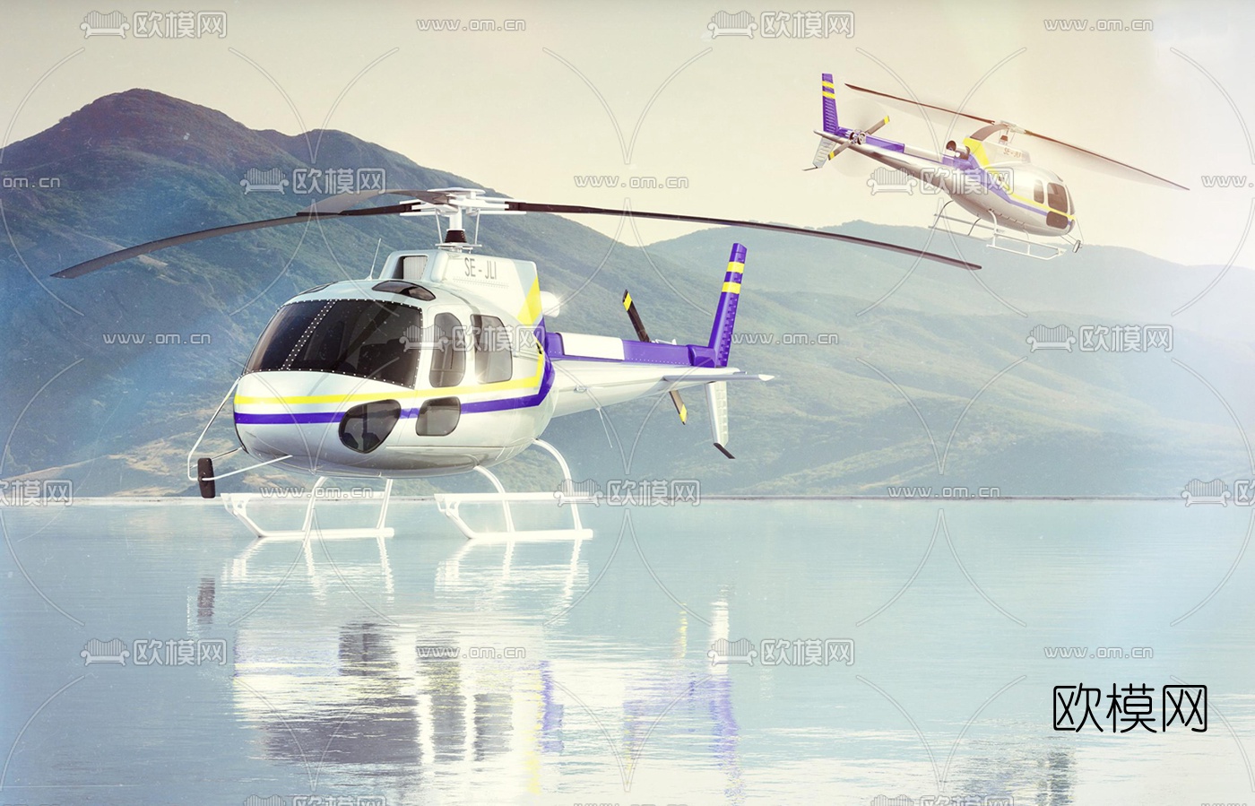 现代直升飞机3d模型下载