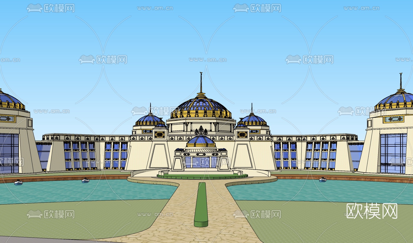 蒙古风酒店免费su模型下载（渲染图2）