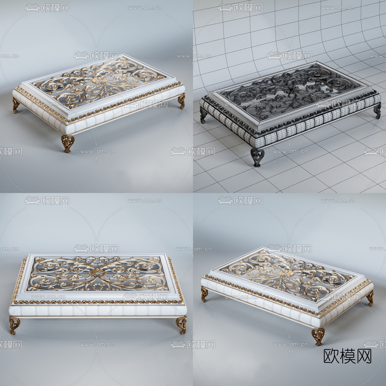 欧式雕花茶几3d模型