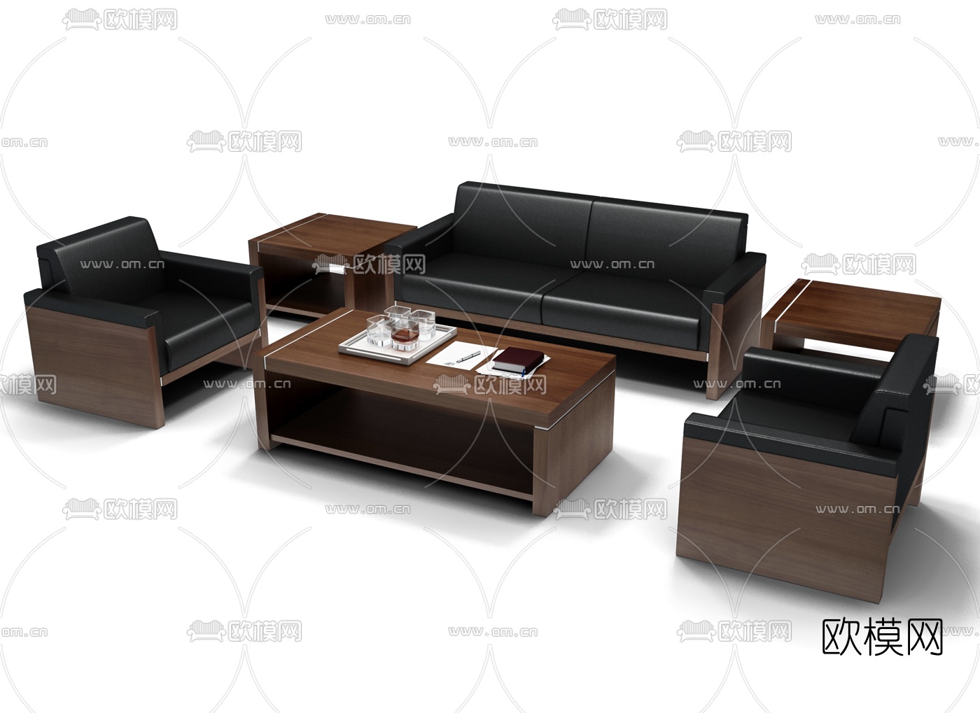 现代办公组合沙发3d模型下载（渲染图1）