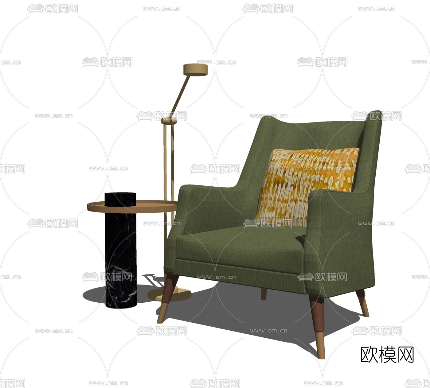现代布艺单人沙发su模型下载