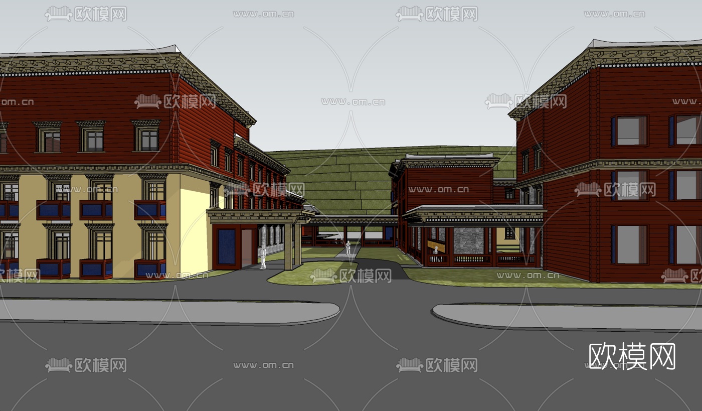 藏式教学楼su模型下载（渲染图4）