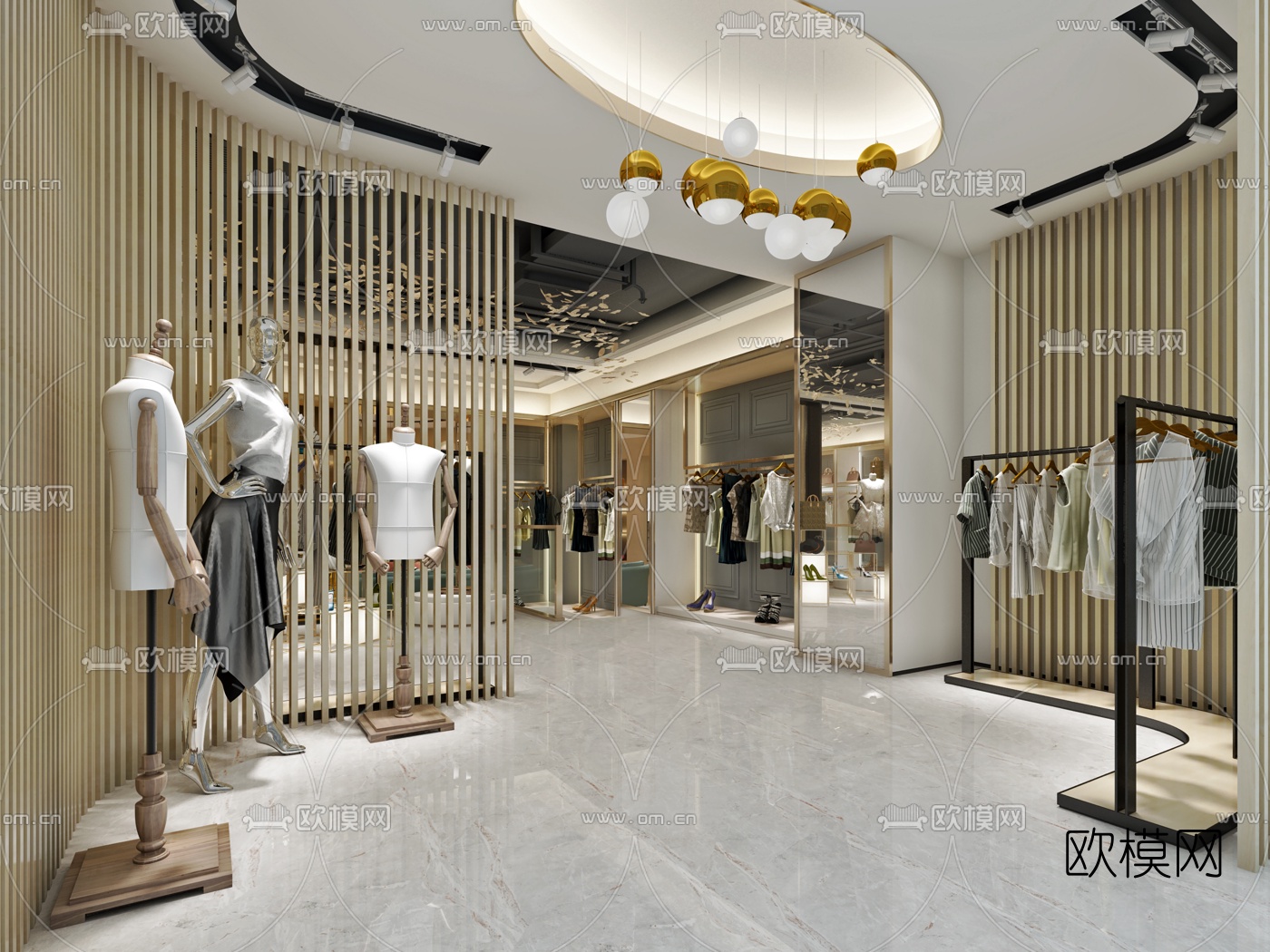 现代轻奢服装店3D模型