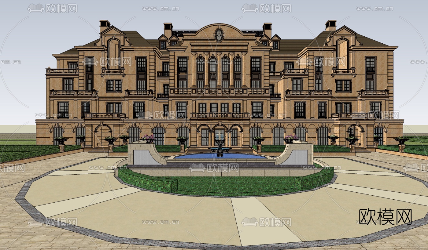 欧式古典酒店su模型下载（渲染图2）