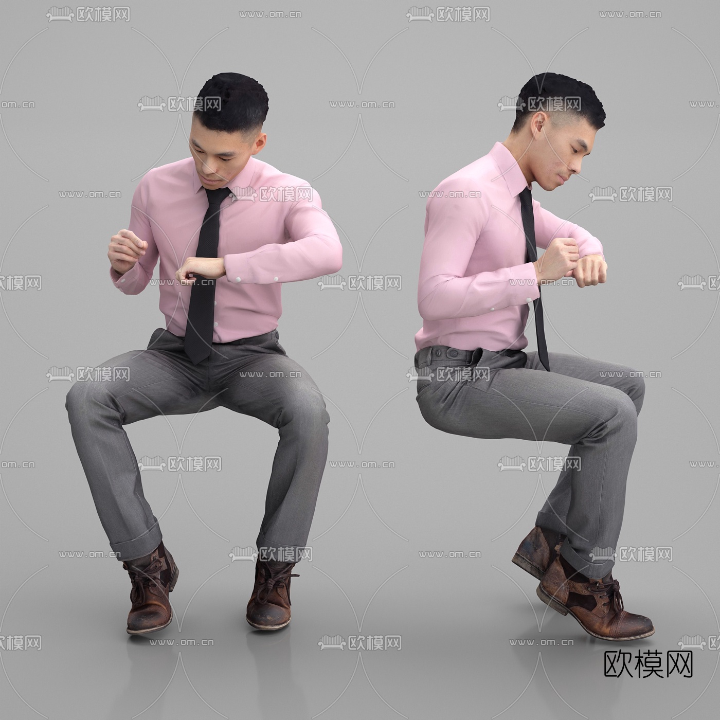 现代坐姿男人3d模型