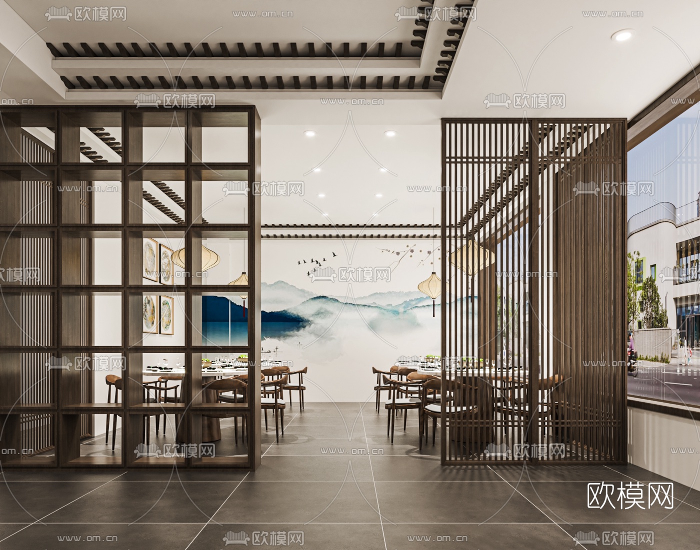 新中式中餐厅3d模型