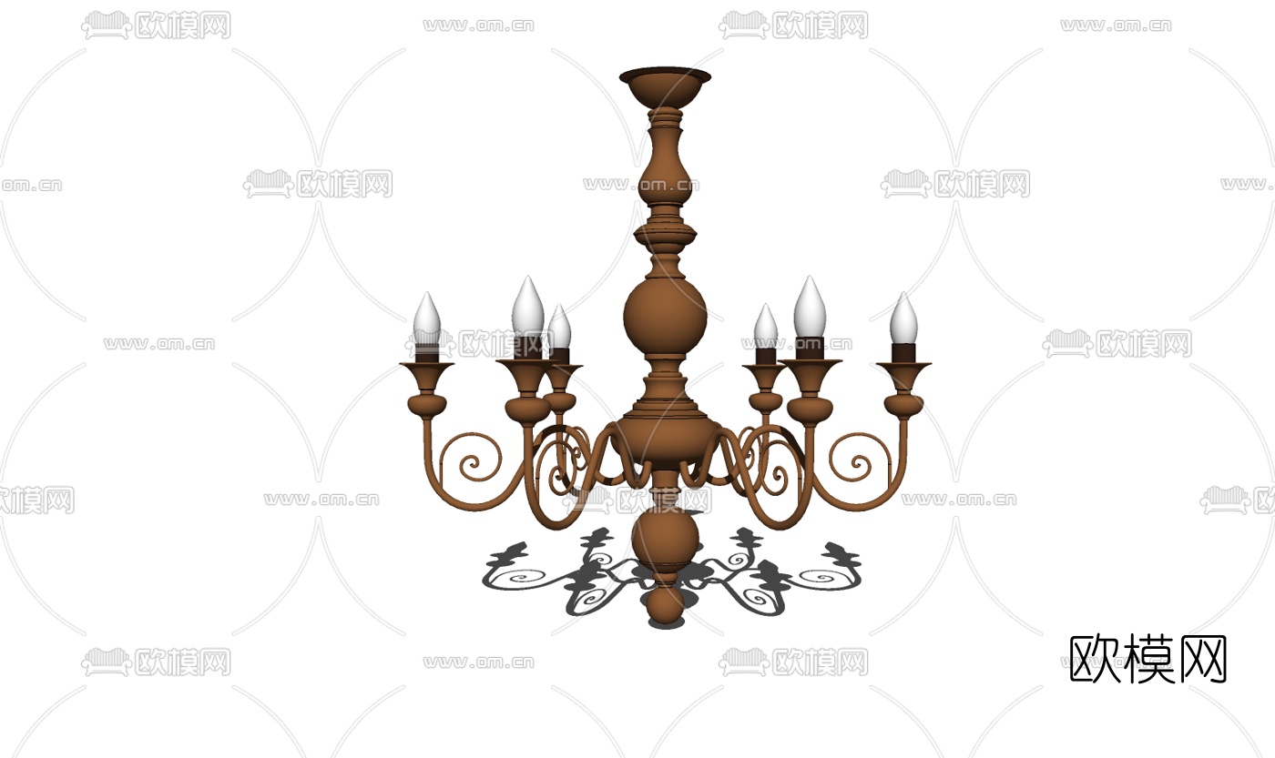 欧式古典金属烛台吊灯免费su模型下载