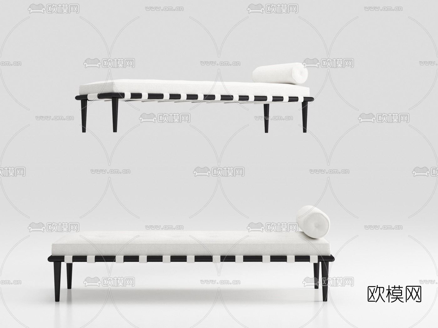 现代布艺床尾凳脚踏3d模型下载