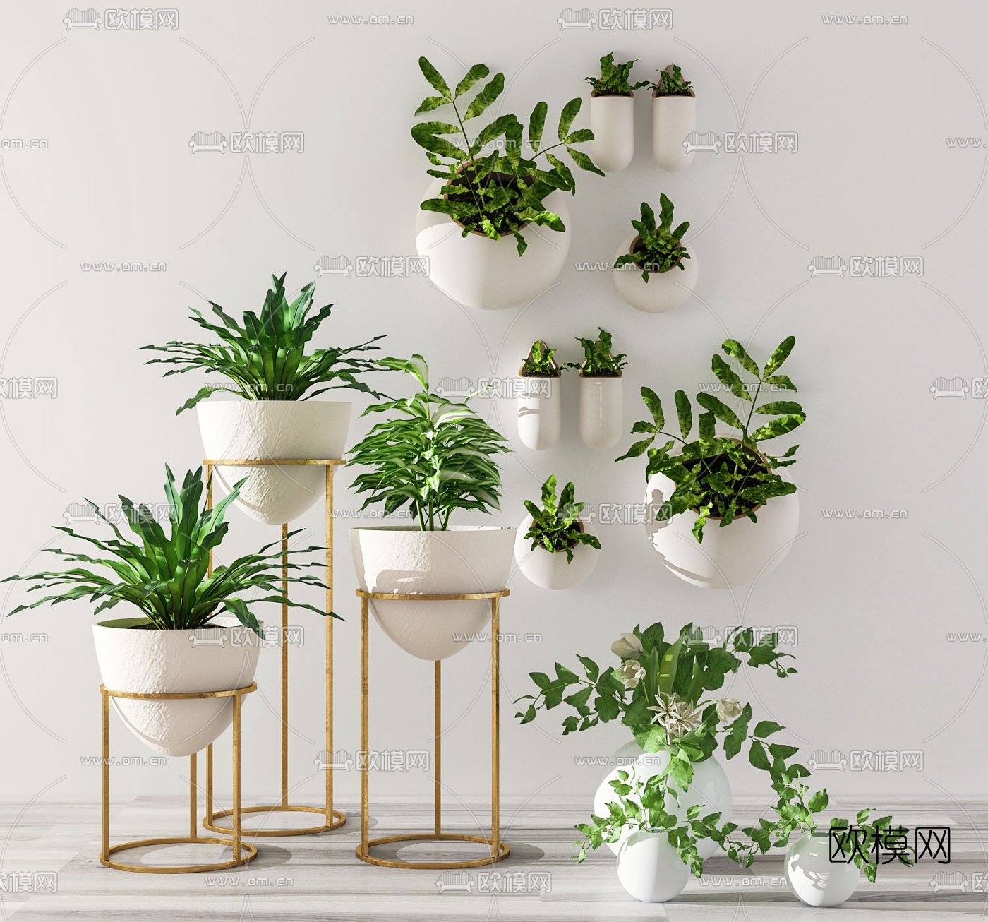 现代绿植盆栽3d模型-免费3dmax模型库-欧模网