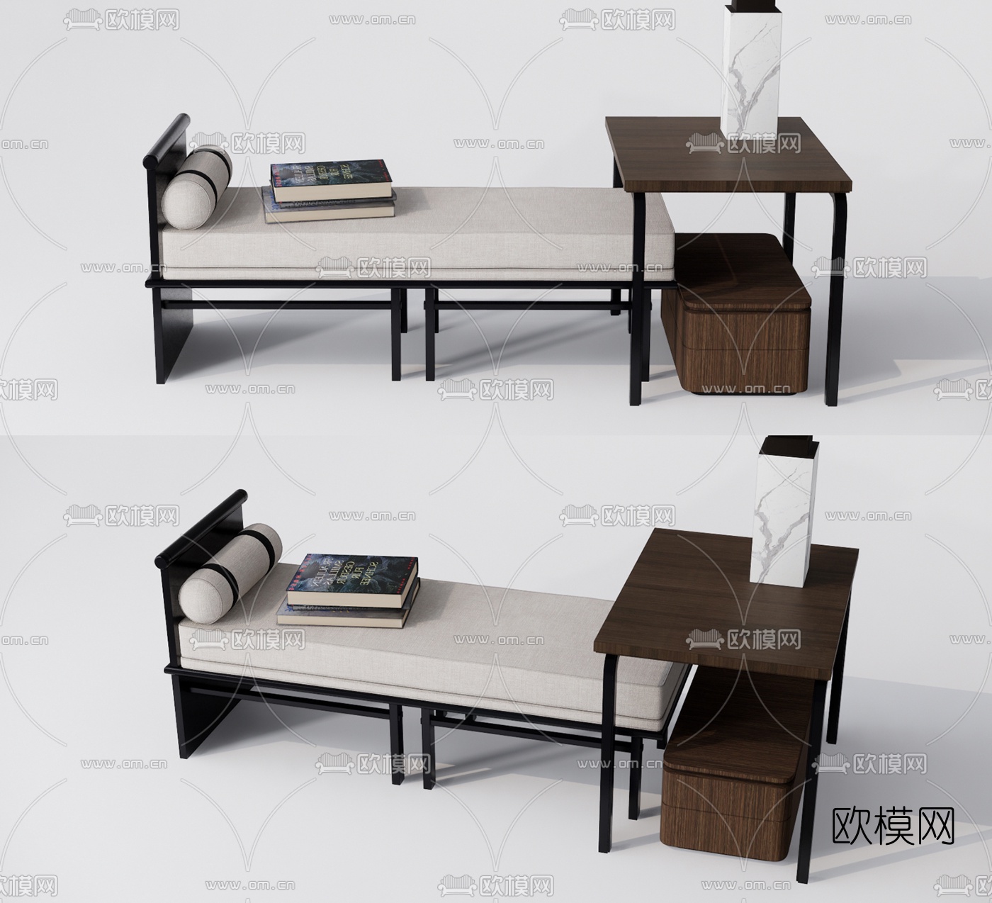 现代沙发凳脚踏su模型下载（渲染图2）