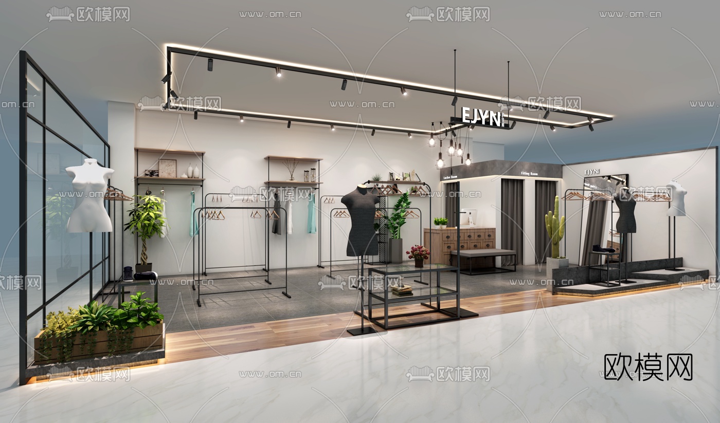 现代女士服装店3D模型-免费3dmax模型库-欧模网