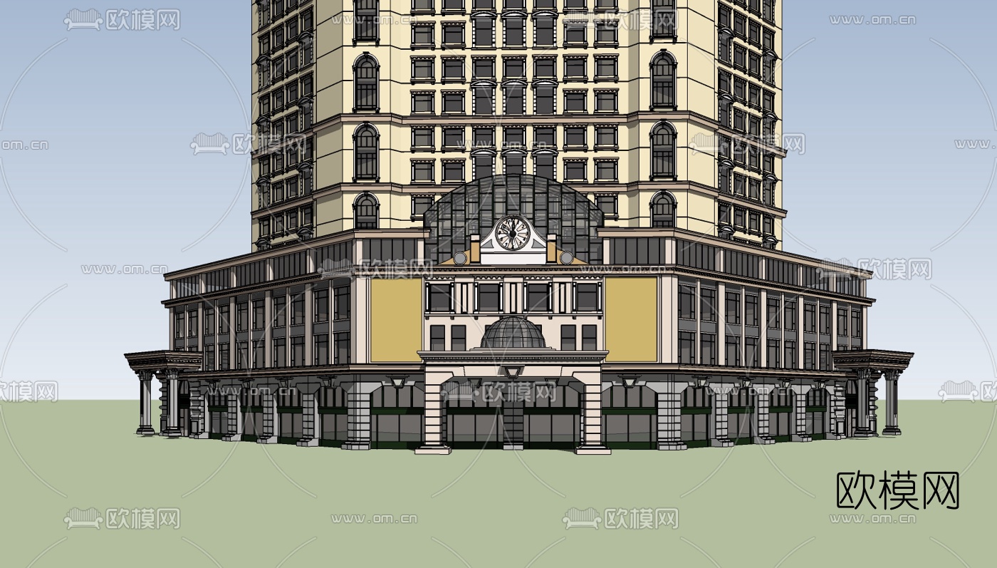 欧式古典酒店su模型下载（渲染图1）