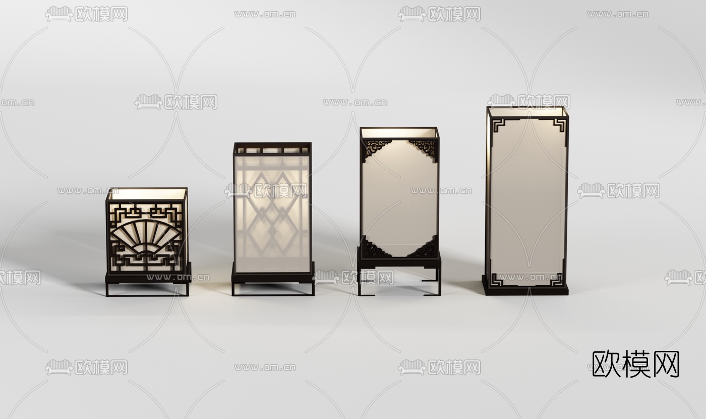 新中式落地灯3d模型下载